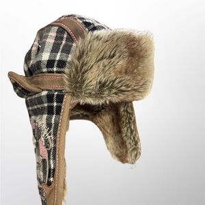 True Religion Plaid Faux Fur Trapper Hat